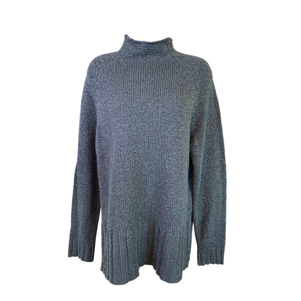Emily Rose Mock Neck Sweter 1X Gray Knit Pullover Cozy Chic Fall Winter